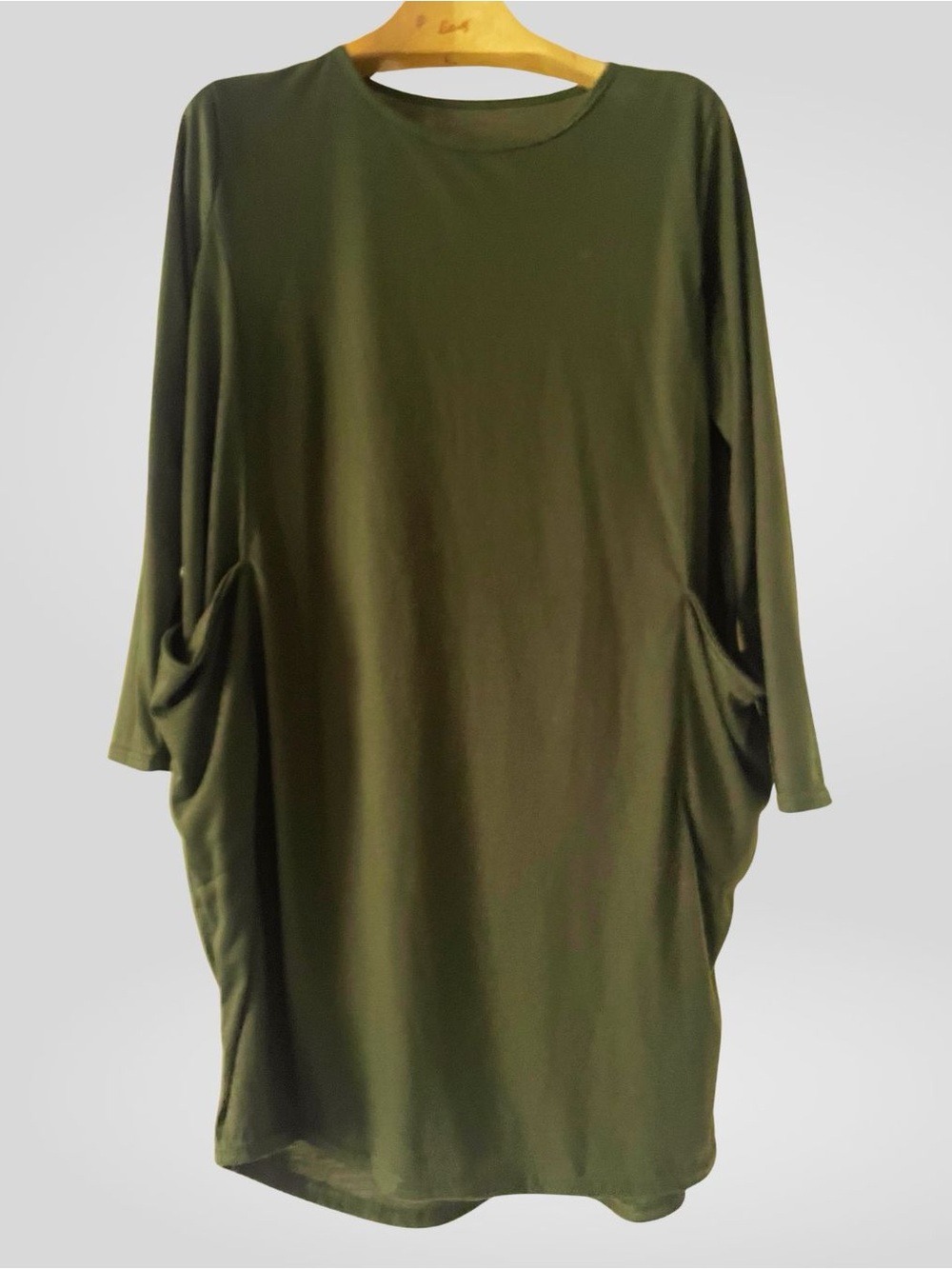 Olive Green Draped Long Sleeve Women's Top